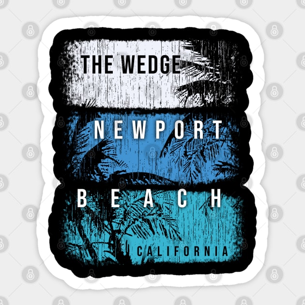 The Wedge Newport Beach California Brush Strokes and Palms Sticker by PacPrintwear8